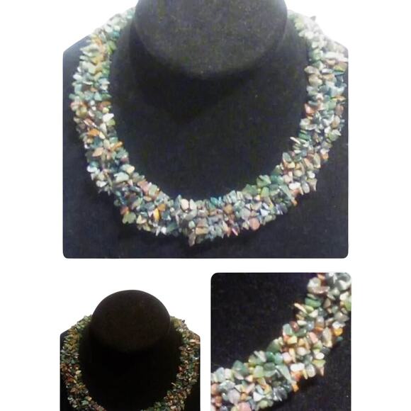 Gemstone chipped multi strand Raw Multi Stone Necklace - Picture 2 of 4